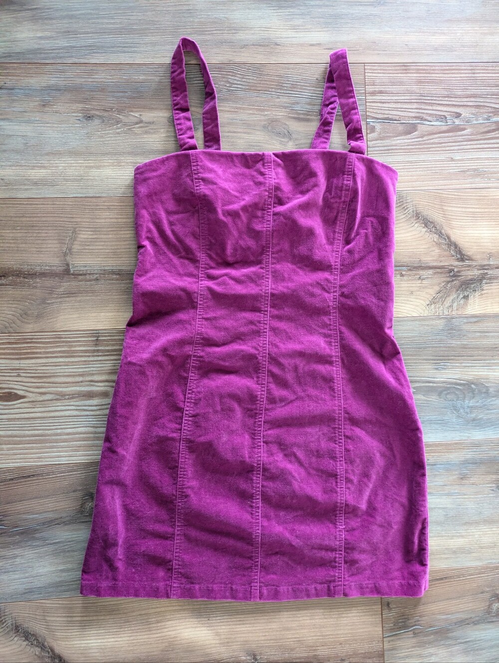 Forever 21 Purple Fuscia Velvet Square Neck Strappy Sleeveless Mini Dress Large